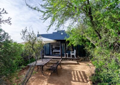 Zebra Chalet 6 Exterior of the secluded Zebra chalet surrounded by the Karoo bush