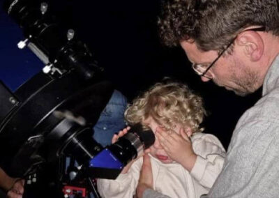 Activities 2 Family looking through a telescope at the night sky